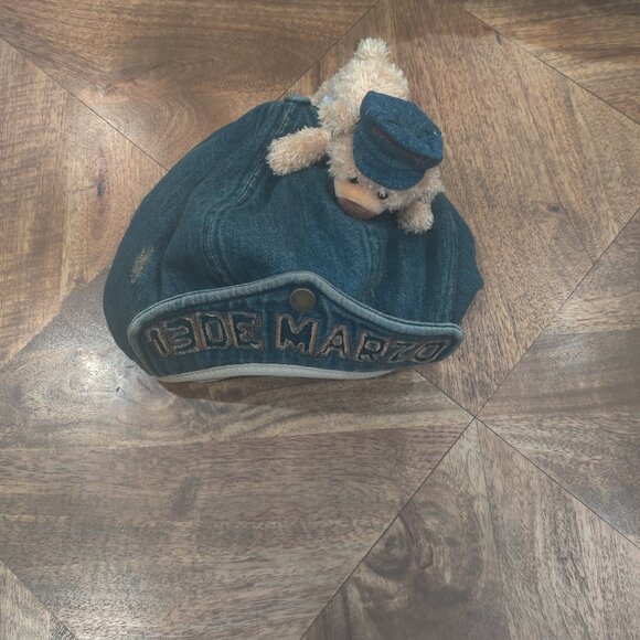 13DE MARZO Denim Cuffed Beret Hat OS New - Picture 2 of 4